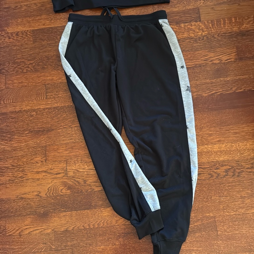 Splendid Grey Black Stars Joggers Sweatshirt PJs Loungewear Lounge Pants S